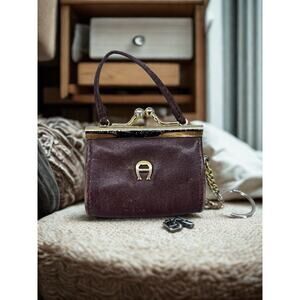 Vintage Etienne Aigner Coin Purse Keychain Brown Fashion Collectible Key Ring